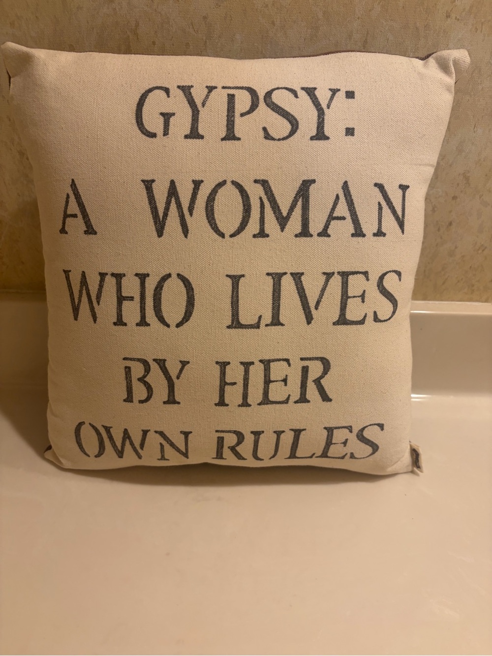 Decorative Throw Pillow with Gypsy Quote - Neutral Canvas